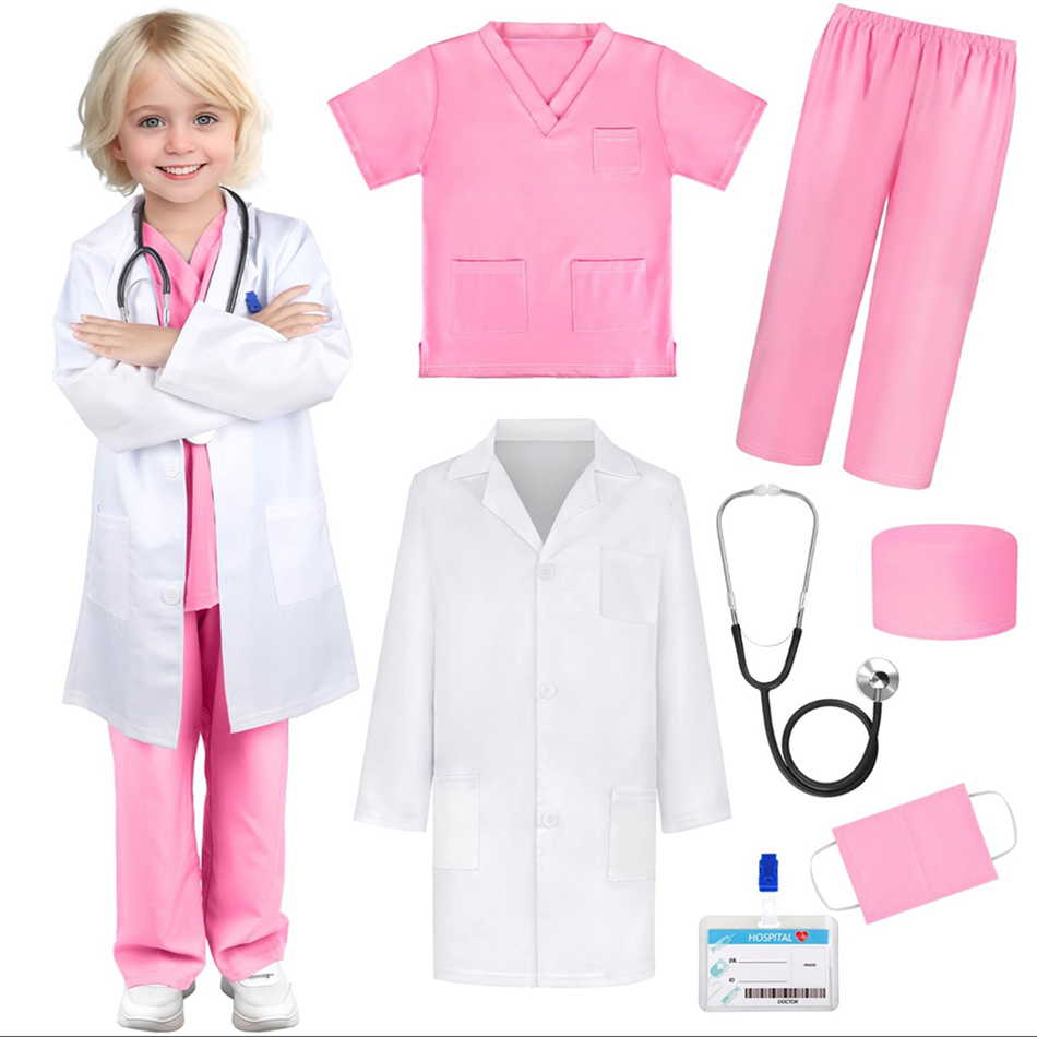 Kids Doctor Education - 남녀 공용 편안한 화이트 의료 유니폼,