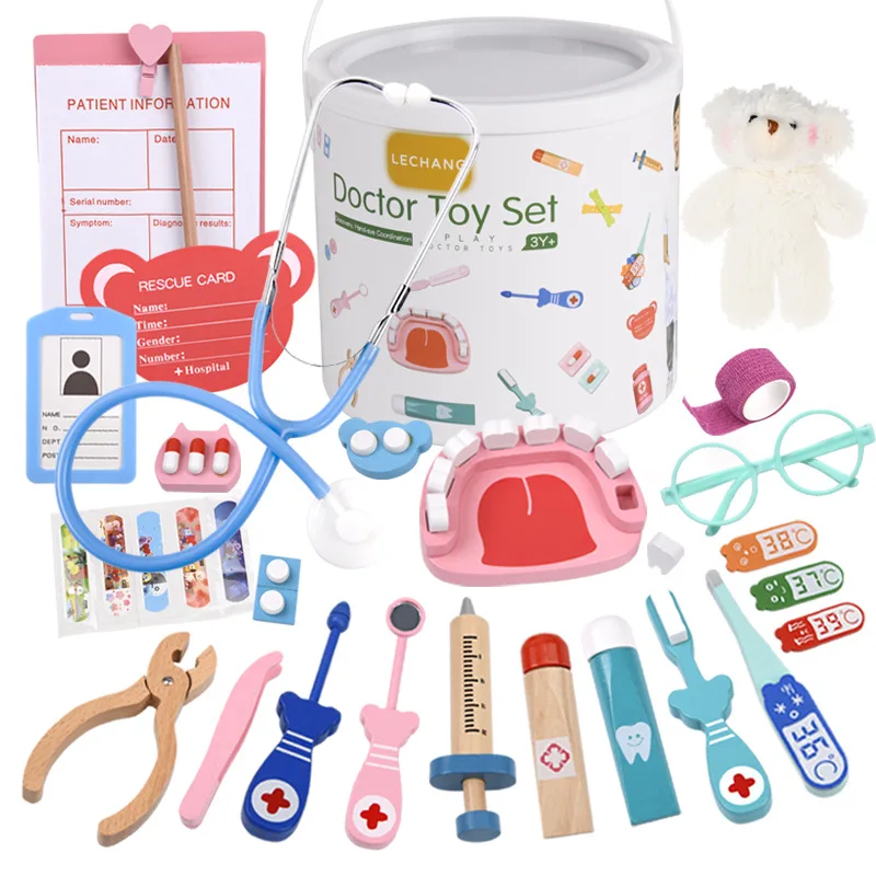 Kids Doctor Education - 나무 소재의 의사 놀이 세트, 어린이