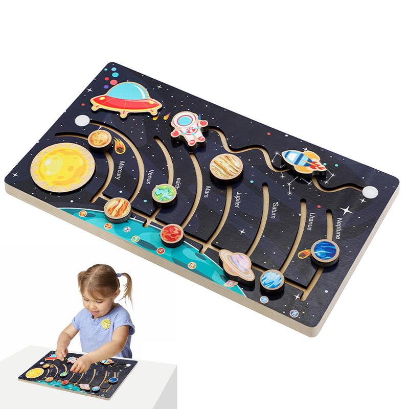 Solar System Model - 어린이용 나무 태양계 모델 보드, 우주