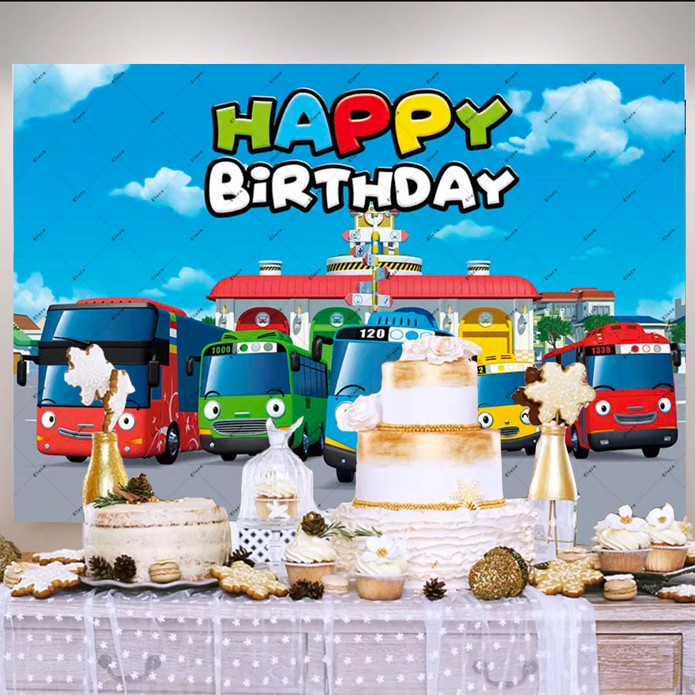 만화 애니메이션 작은 버스 키즈 1 생일 축하 파티 용 - Kids Education Background 리뷰 및 가격