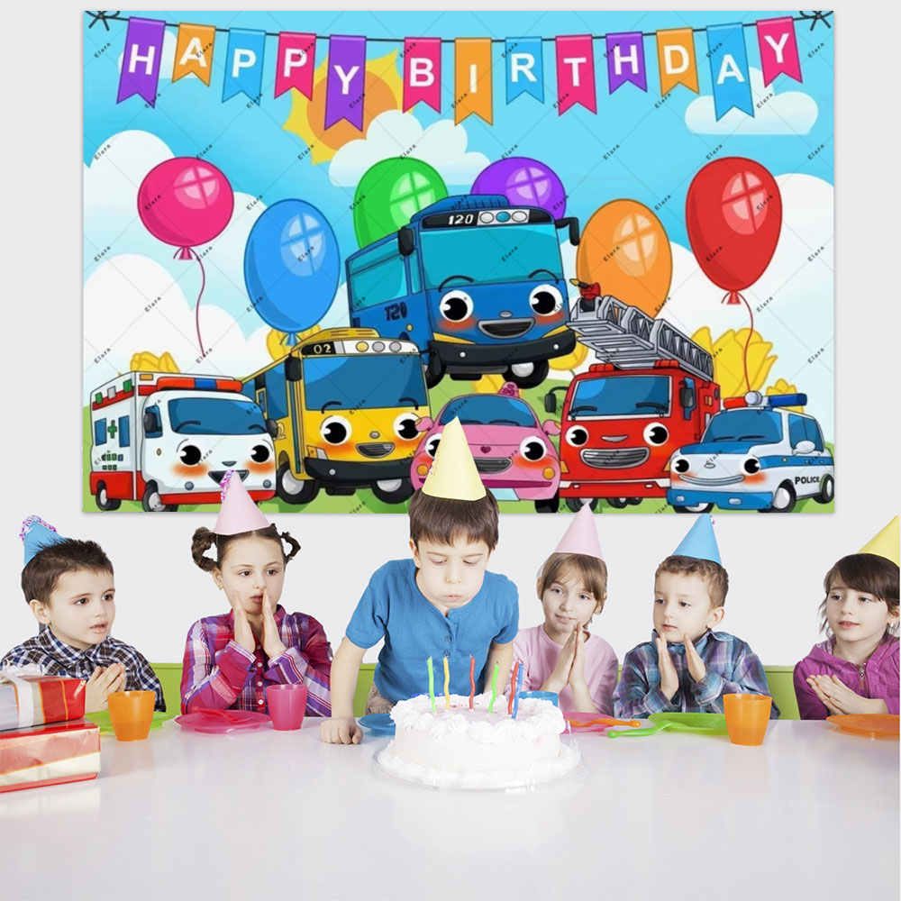 만화 애니메이션 작은 버스 키즈 1 생일 축하 파티 용 - Kids Education Background 리뷰 및 가격
