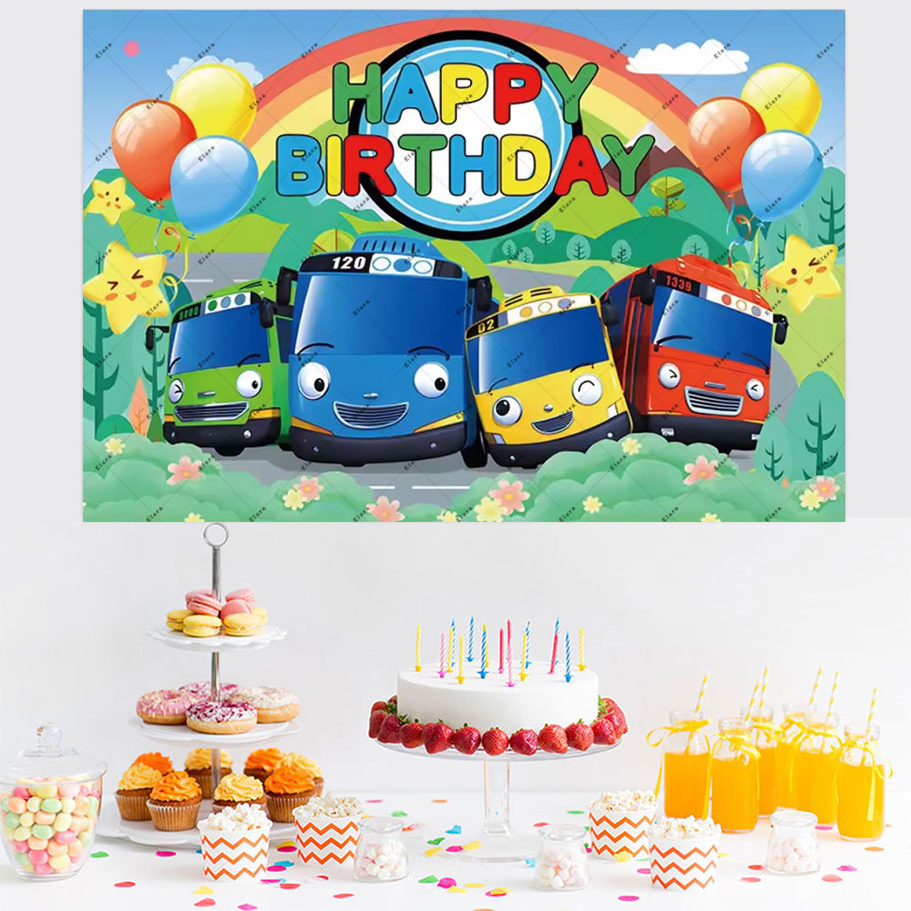 만화 애니메이션 작은 버스 키즈 1 생일 축하 파티 용 - Kids Education Background 리뷰 및 가격