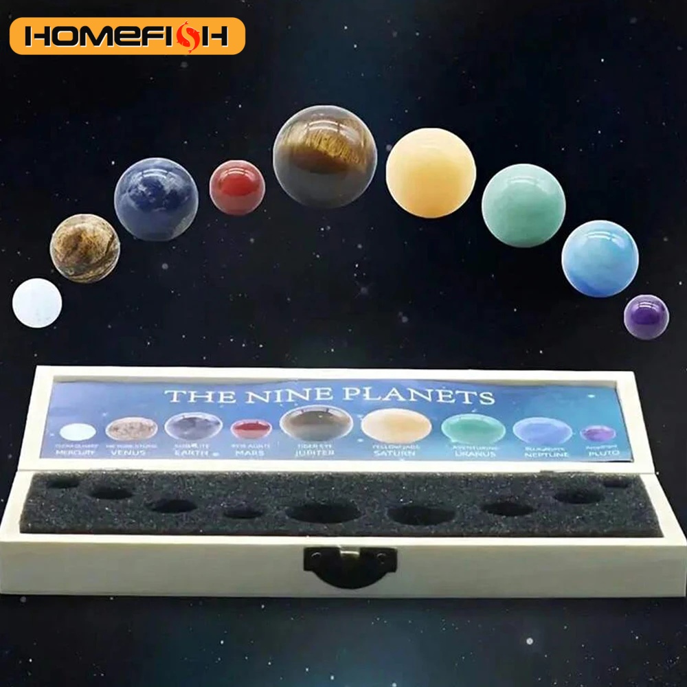 태양계 천연 크리스탈 원석 세트 9개 행성 구체 스톤  - Solar System Model 리뷰 및 가격