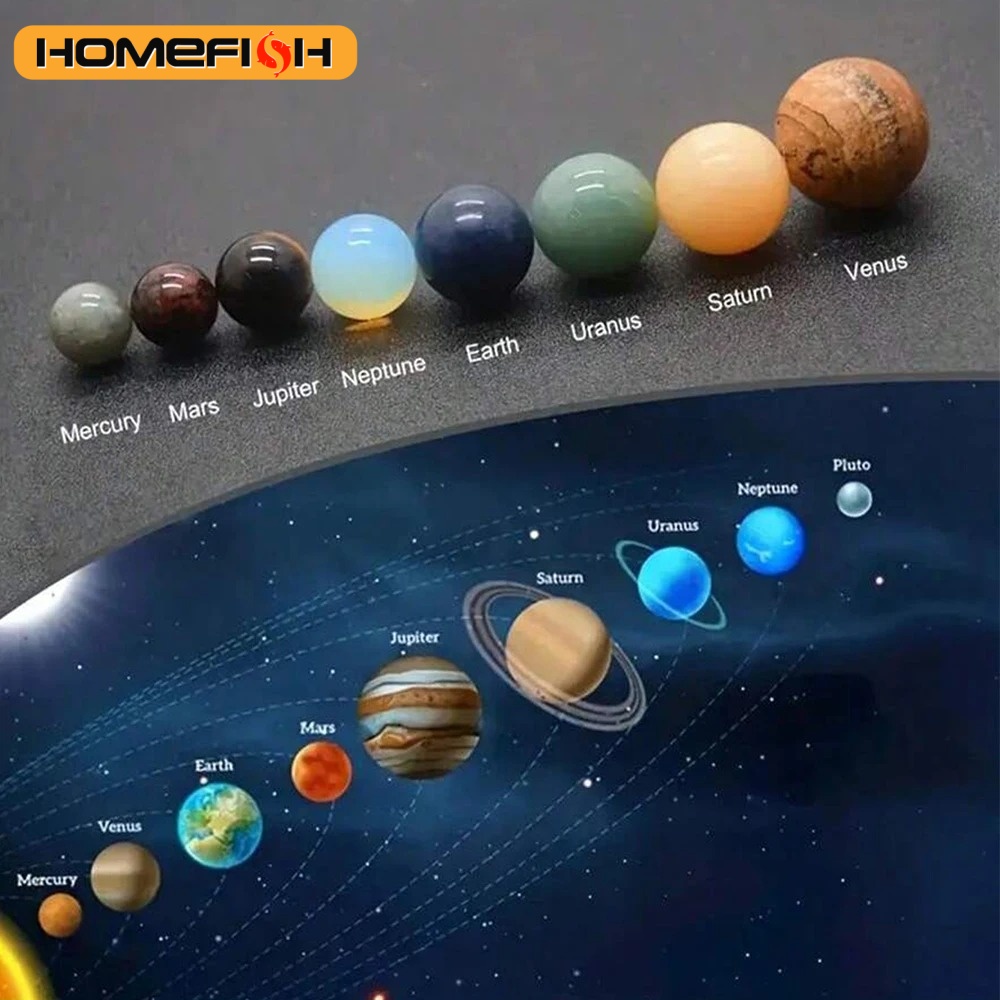 태양계 천연 크리스탈 원석 세트 9개 행성 구체 스톤  - Solar System Model 리뷰 및 가격