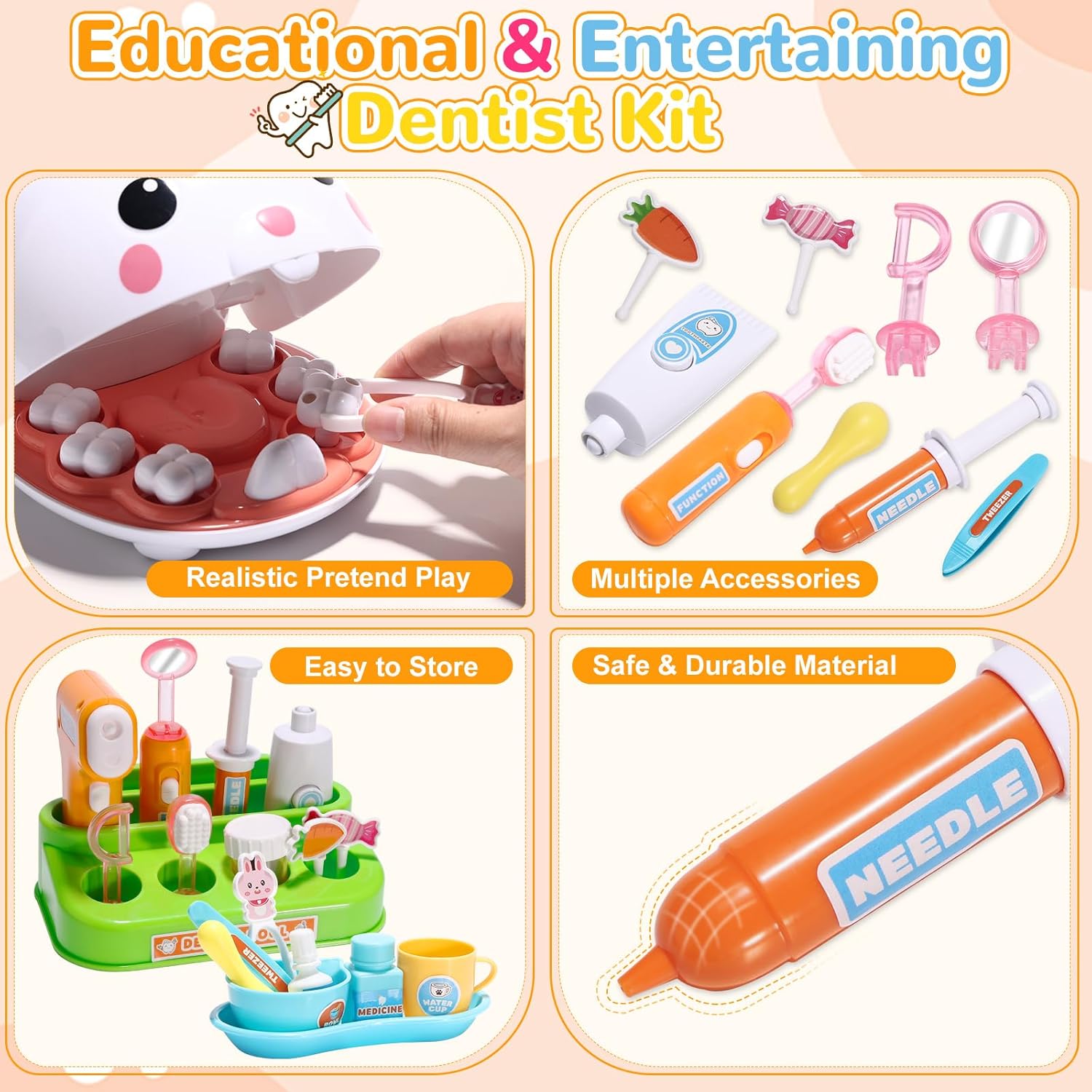 치과 의사 키트 놀이 세트 치아 치과 도구 의료 애완  - Kids Doctor Education 리뷰 및 가격