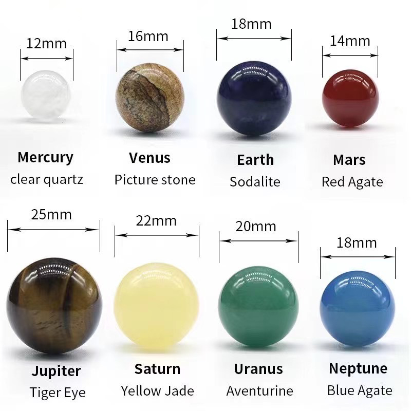 천연 크리스탈 8 9 행성 공 태양 태양계 바위 석영  - Solar System Model 리뷰 및 가격