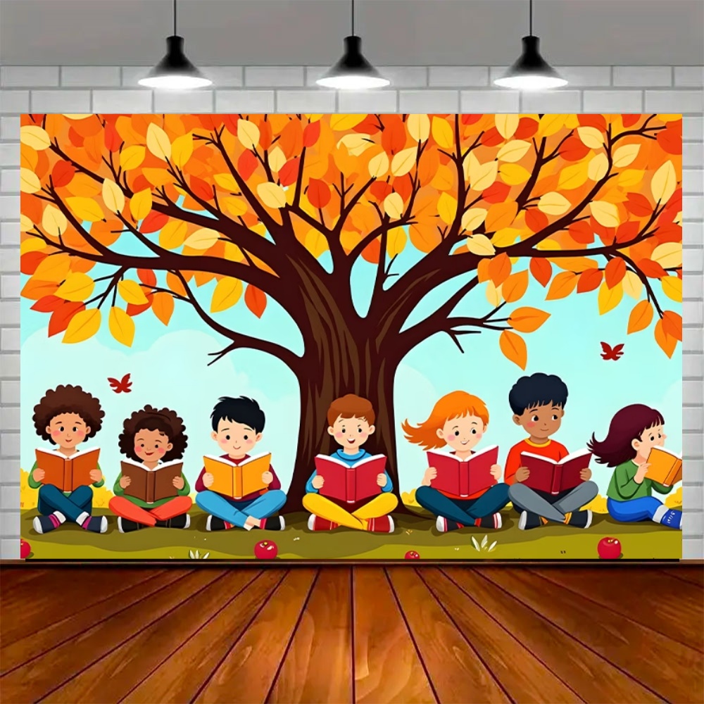 세계 가을 독서의 날 파티 장식 배경 단풍나무 사과 책 - Kids Education Background 리뷰 및 가격