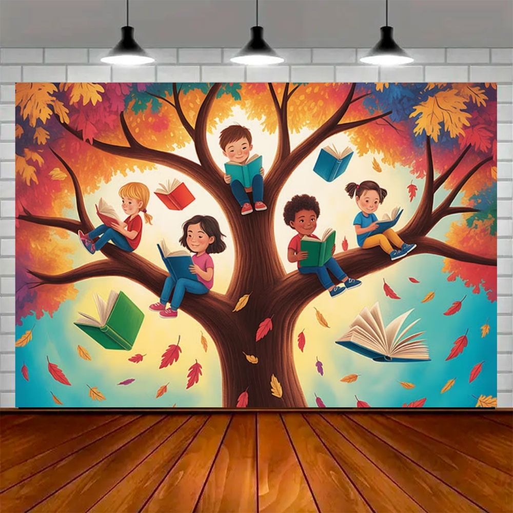 세계 가을 독서의 날 파티 장식 배경 단풍나무 사과 책 - Kids Education Background 리뷰 및 가격