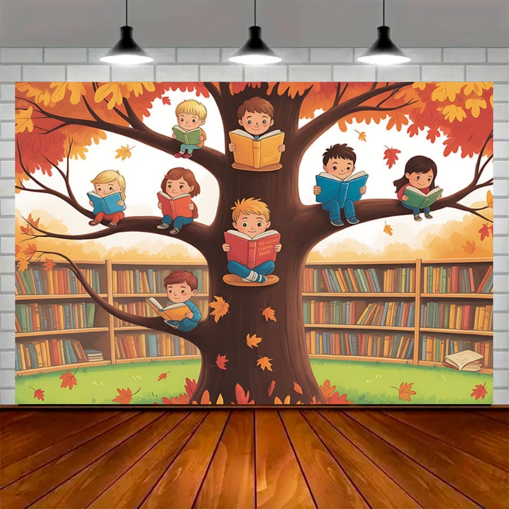 세계 가을 독서의 날 파티 장식 배경 단풍나무 사과 책 - Kids Education Background 리뷰 및 가격